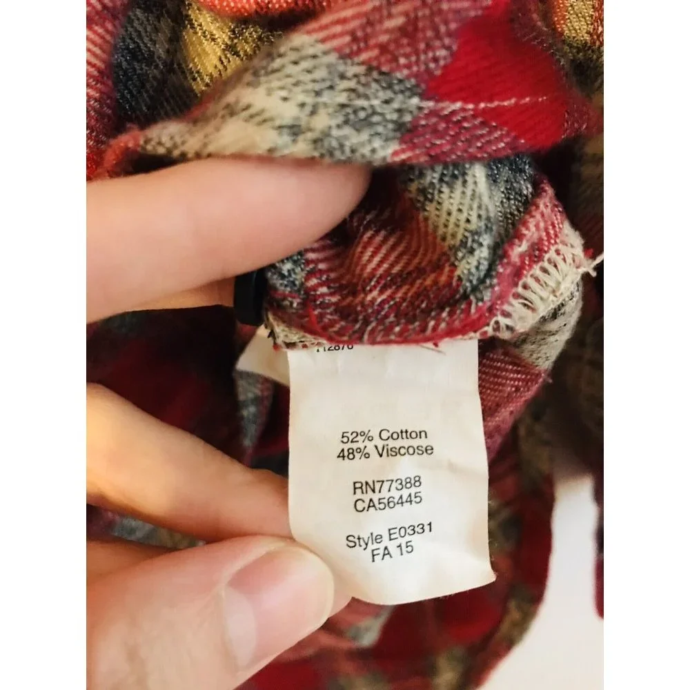 Madewell Women's Small Red & Pink Button Down Flannel Plaid Long Sleeve Shirt - Picture 5 of 5